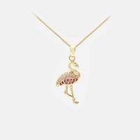 Fashion Diamond Pendant Flamingo Copper Necklace main image 1