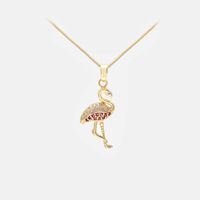 Fashion Diamond Pendant Flamingo Copper Necklace main image 2