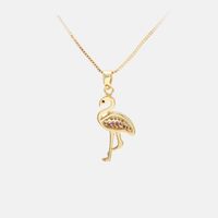 Fashion Diamond Pendant Flamingo Copper Necklace main image 3