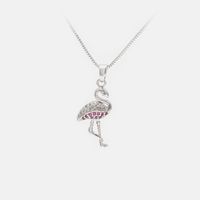 Fashion Diamond Pendant Flamingo Copper Necklace main image 5