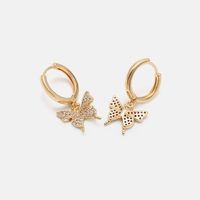 Boucles D&#39;oreilles Papillon En Zircon Plaqué Or De Style Coréen En Gros main image 6