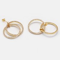 Simple Gold-plated Zircon Circle Copper Earrings main image 3