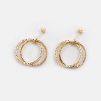 Simple Gold-plated Zircon Circle Copper Earrings main image 6