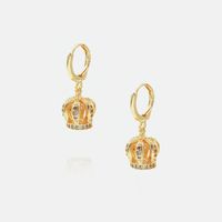 Fashion Gold-plated Long Hollow Crown Earrings main image 2