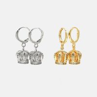 Fashion Gold-plated Long Hollow Crown Earrings main image 4
