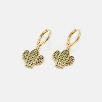 Fashion Copper Green Zircon Cactus Earrings Wholesale main image 5
