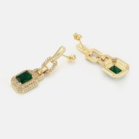 Retro Geometric Gold-plated Zircon Green Precious Stone Earrings main image 6