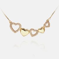 Korean Fashion Heart-shaped Micro-inlaid Zircon Copper Clavicle Necklace main image 1