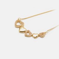 Korean Fashion Heart-shaped Micro-inlaid Zircon Copper Clavicle Necklace main image 3
