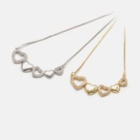 Korean Fashion Heart-shaped Micro-inlaid Zircon Copper Clavicle Necklace main image 6