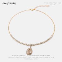 Fashion Shell-shaped Gold-plated Zircon Necklace main image 3