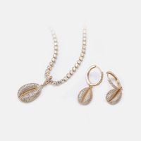 Fashion Shell-shaped Gold-plated Zircon Necklace main image 6