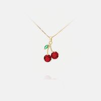 Fashion Cute Sweet Cherry Pendant Gold-plated Necklace main image 1