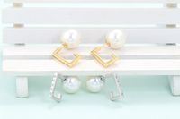 Personality Diamond Irregular Surface Pearl Zircon Earrings main image 4