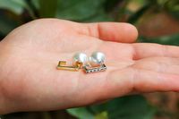 Persönlichkeit Diamant Unregelmäßige Oberfläche Perle Zirkon Ohrringe main image 5