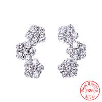 Fashion S925 Silver Needle Three Little Flower Pendientes main image 4