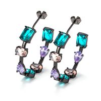 Fashion C-shaped Matching Glass Stone Earrings main image 1