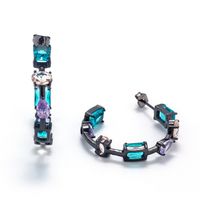 Fashion C-shaped Matching Glass Stone Earrings main image 3