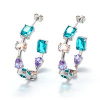 Fashion C-shaped Matching Glass Stone Earrings main image 6