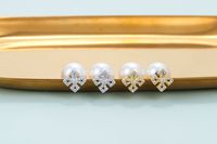 Korean Snowflake Micro-inlaid Copper Earrings main image 4