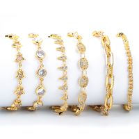 Fashion Geometric Full Diamond Zircon Copper Bracelet Sets main image 1