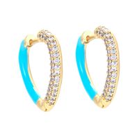 Fashion Oil Drop Enamel Zircon Copper Earrings main image 1