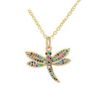 Fashion Dragonfly Insect Pendant Copper Necklace main image 3