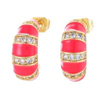 Retro C-shaped Color Earrings Micro-inlaid Zircon Copper Earrings main image 1