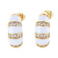 Retro C-shaped Color Earrings Micro-inlaid Zircon Copper Earrings main image 6
