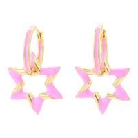 Fashion Oil Drop Color Geometric Star Copper Earrings main image 6