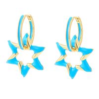 Fashion Oil Drop Color Geometric Star Copper Earrings main image 5