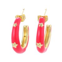 Retro C-shaped Hoop Copper Earrings main image 4