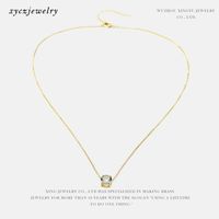 Fashion Zircon Pendant Gold-plated Necklace Wholesale main image 4