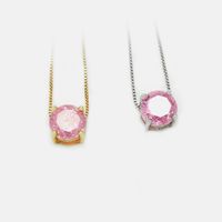 Fashion Pink Zircon Pendant Gold-plated Necklace Wholesale main image 1