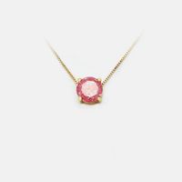 Fashion Pink Zircon Pendant Gold-plated Necklace Wholesale main image 3