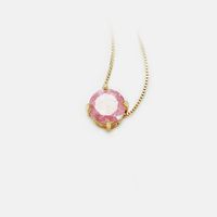 Fashion Pink Zircon Pendant Gold-plated Necklace Wholesale main image 5