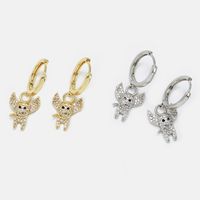 Fashion Gold-plated Zircon Flying Pig Earrings Wholesale main image 4