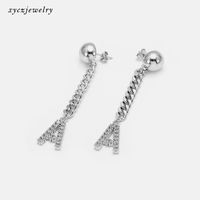 Fashion Zircon Gold-plated Letter Long Earrings Wholesale main image 3