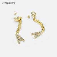 Fashion Zircon Gold-plated Letter Long Earrings Wholesale main image 5