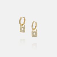 Fashion Popular Gold-plated Zircon Small Lock Earrings sku image 3