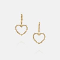 Fashion Gold-plated Color Zircon Hollow Heart Shape Earrings sku image 3