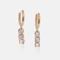 Simple Long Four-claw Gold-plated Zircon Earrings sku image 2