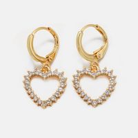 Pendientes En Forma De Corazón De Circonitas Bañadas En Oro De Moda sku image 2