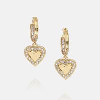 Fashion Heart-shaped Pendant Copper Necklace Earrings Set sku image 3