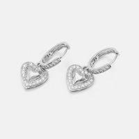 Fashion Heart-shaped Pendant Copper Necklace Earrings Set sku image 4