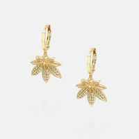 Fashion Gold-plated Zircon Maple Leaf Earrings sku image 2
