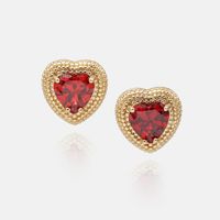 Retro Style Gold-plated Color Heart-shaped Earrings sku image 4