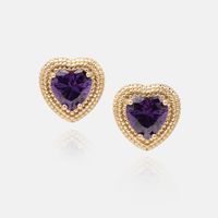 Retro Style Gold-plated Color Heart-shaped Earrings sku image 6