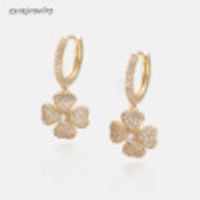 Korean Style Simple Long Pendant Four-leaf Clover Earrings sku image 1