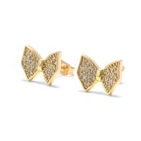Fashion Gold-plated Zircon Bows Earrings sku image 2